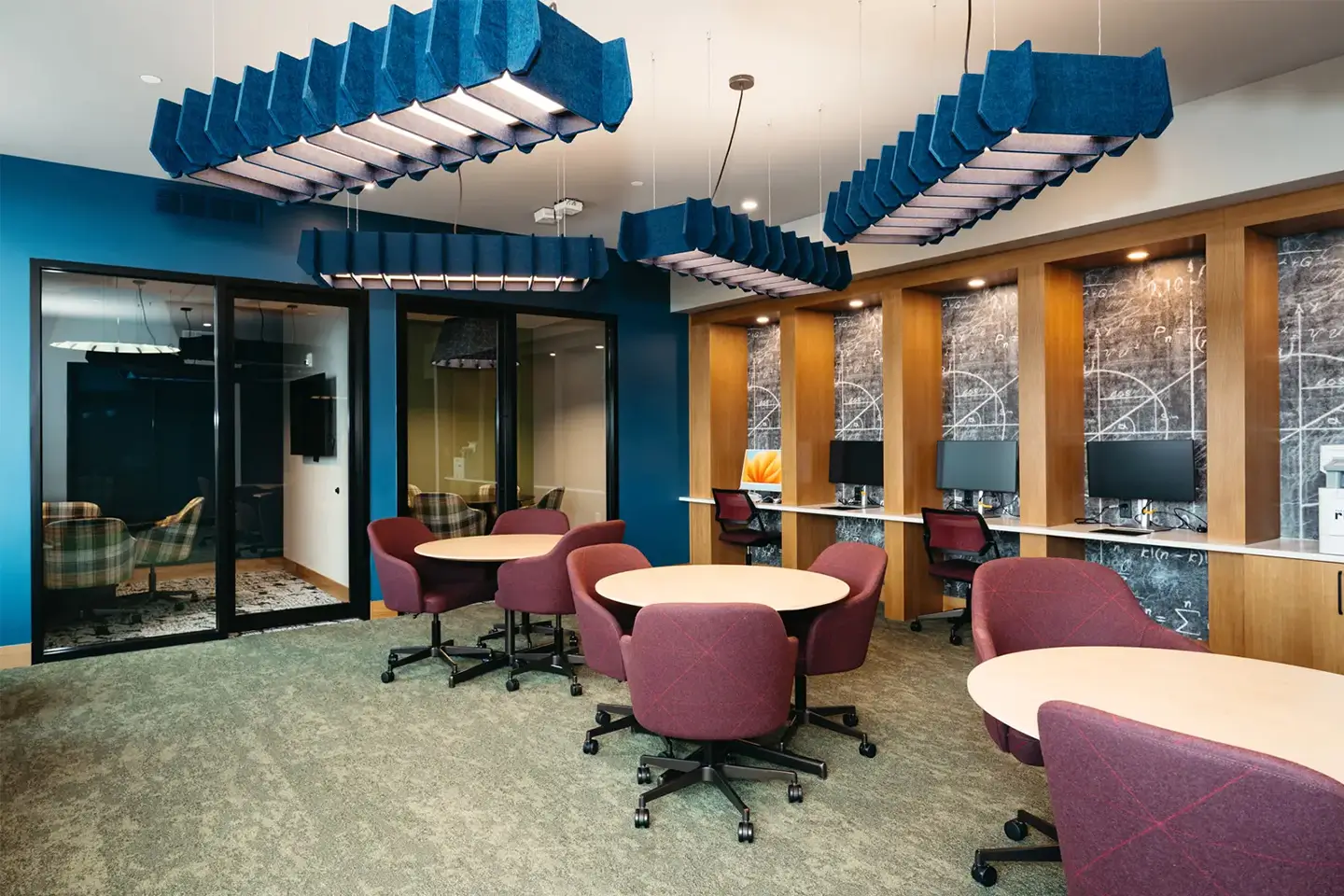 High tech study center with computers.